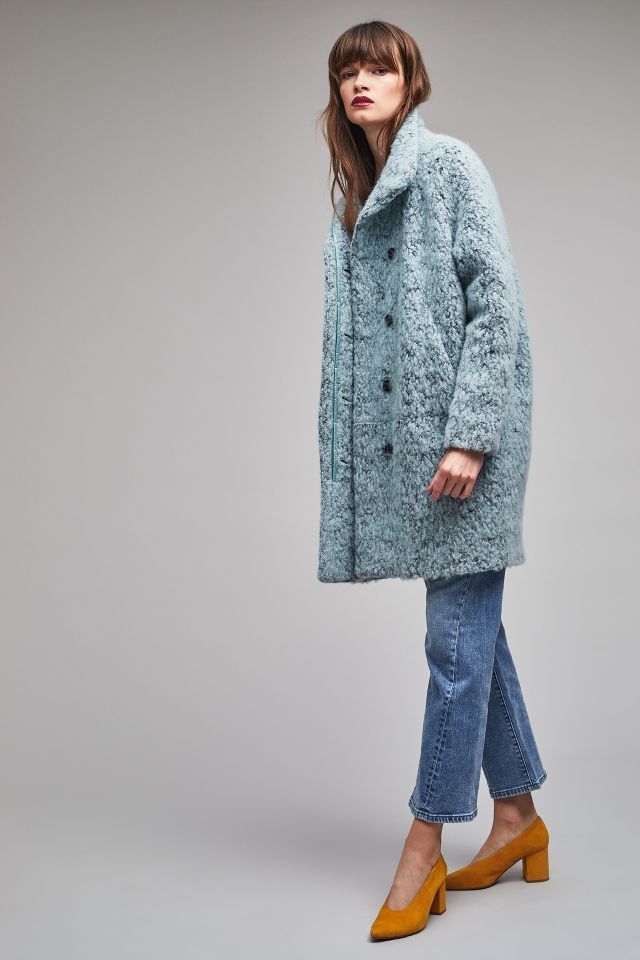 Manteau cocon texture Bexley bleu canard Anthropologie FR